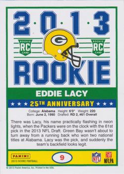 2013 Score - Rookie Variation #9 Eddie Lacy Back
