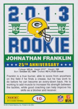 2013 Score - Rookie Variation #10 Johnathan Franklin Back