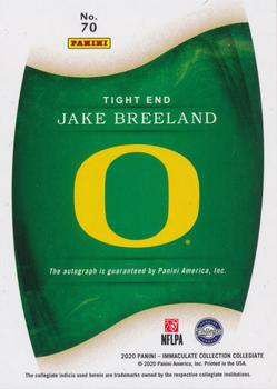 2020 Panini Immaculate Collection Collegiate #70 Jake Breeland Back