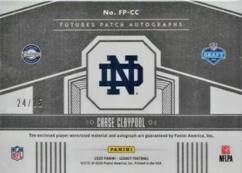 2020 Panini Legacy - Futures Patch Autographs Sapphire #FP-CC Chase Claypool Back