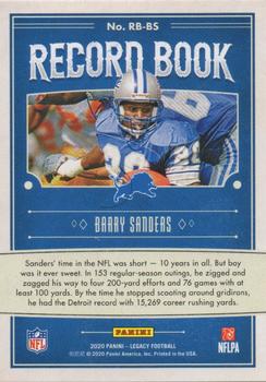 2020 Panini Legacy - Record Book #RB-BS Barry Sanders Back