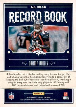 2020 Panini Legacy - Record Book #RB-CB Champ Bailey Back