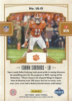 2020 Panini Legacy - Under the Lights #UL-IS Isaiah Simmons Back