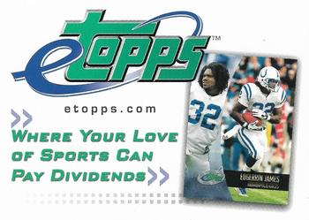 2002 Topps eTopps - eTopps Football Promos #NNO Introducing 2002 eTopps Football (Edgerrin James) Front