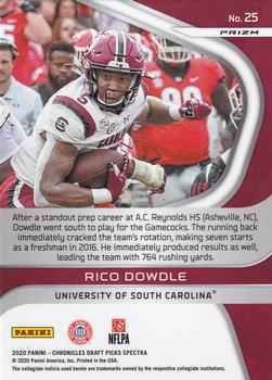 2020 Panini Chronicles Draft Picks - Spectra Draft Picks Red #25 Rico Dowdle Back