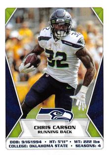 2020 Panini Sticker & Card Collection #538 Chris Carson Front