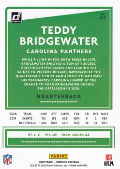 2020 Donruss #49 Teddy Bridgewater Back
