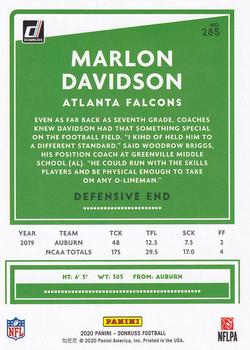 2020 Donruss #285 Marlon Davidson Back