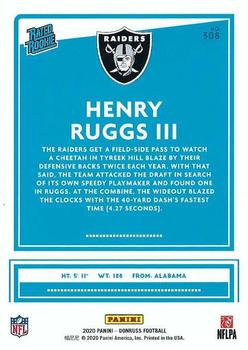 2020 Donruss #308 Henry Ruggs III Back