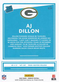 2020 Donruss #324 AJ Dillon Back