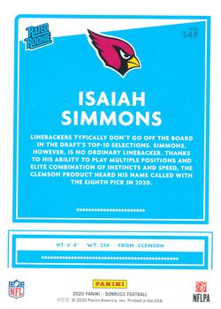 2020 Donruss #349 Isaiah Simmons Back