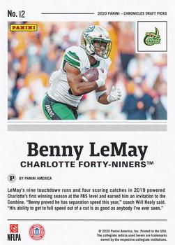 2020 Panini Chronicles Draft Picks - Green #12 Benny LeMay Back