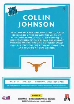 2020 Panini Chronicles Draft Picks - Donruss Rated Rookies Draft Picks Blue #13 Collin Johnson Back