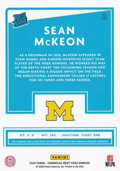 2020 Panini Chronicles Draft Picks - Donruss Rated Rookies Draft Picks Blue #15 Sean McKeon Back