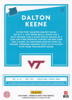 2020 Panini Chronicles Draft Picks - Donruss Rated Rookies Draft Picks Red #25 Dalton Keene Back