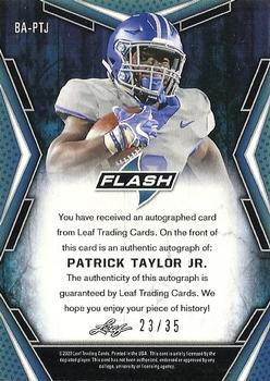 2020 Leaf Flash - Blue #BA-PTJ Patrick Taylor Jr. Back