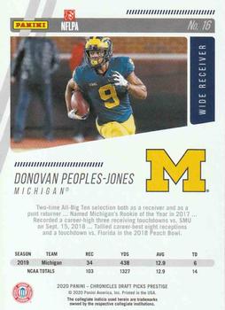2020 Panini Chronicles Draft Picks - Prestige Draft Picks Green #16 Donovan Peoples-Jones Back
