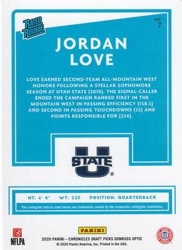 2020 Panini Chronicles Draft Picks - Donruss Optic Rated Rookies Draft Picks #7 Jordan Love Back