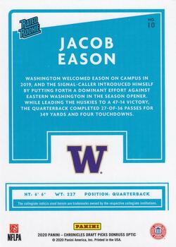 2020 Panini Chronicles Draft Picks - Donruss Optic Rated Rookies Draft Picks #10 Jacob Eason Back