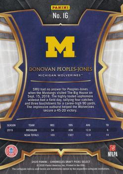 2020 Panini Chronicles Draft Picks - Select Draft Picks #16 Donovan Peoples-Jones Back