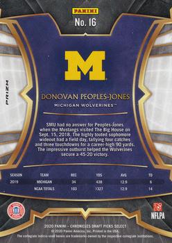 2020 Panini Chronicles Draft Picks - Select Draft Picks Blue #16 Donovan Peoples-Jones Back