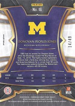 2020 Panini Chronicles Draft Picks - Select Draft Picks Hyper #16 Donovan Peoples-Jones Back