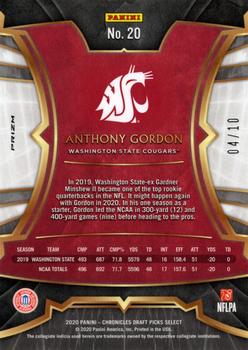 2020 Panini Chronicles Draft Picks - Select Draft Picks Gold #20 Anthony Gordon Back
