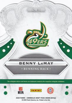 2020 Panini Chronicles Draft Picks - Crown Royale Draft Picks #34 Benny LeMay Back