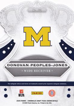 2020 Panini Chronicles Draft Picks - Crown Royale Draft Picks #62 Donovan Peoples-Jones Back