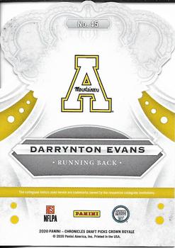 2020 Panini Chronicles Draft Picks - Crown Royale Draft Picks Blue #45 Darrynton Evans Back