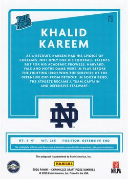 2020 Panini Chronicles Draft Picks - Donruss Rated Rookies Draft Picks Signatures Red #12 Khalid Kareem Back