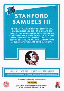 2020 Panini Chronicles Draft Picks - Donruss Rated Rookies Draft Picks Signatures Red #18 Stanford Samuels III Back