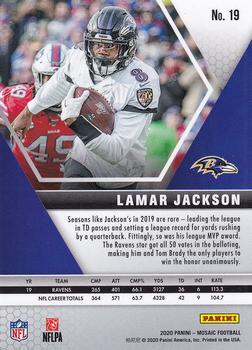 2020 Panini Mosaic #19 Lamar Jackson Back