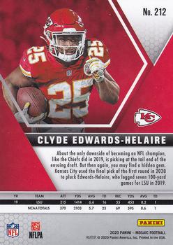 2020 Panini Mosaic #212 Clyde Edwards-Helaire Back