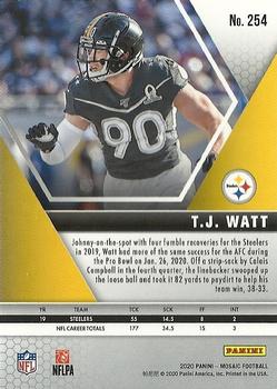 2020 Panini Mosaic #254 T.J. Watt Back