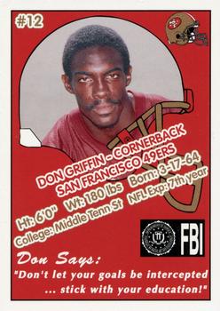 1992 San Francisco 49ers Police #12 Don Griffin Back