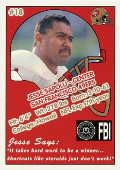1992 San Francisco 49ers Police #18 Jesse Sapolu Back
