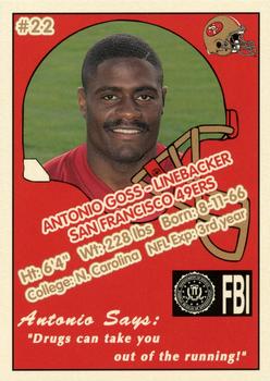 1992 San Francisco 49ers Police #22 Antonio Goss Back
