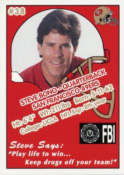 1992 San Francisco 49ers Police #38 Steve Bono Back