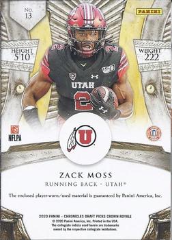 2020 Panini Chronicles Draft Picks - Crown Royale Rookie Silhouettes #13 Zack Moss Back