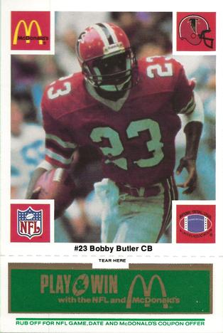 1986 McDonald's Atlanta Falcons - Full Game Pieces: Week 4 Green Tab #NNO Bobby Butler Front