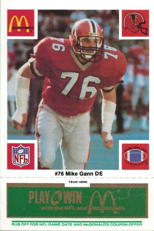 1986 McDonald's Atlanta Falcons - Full Game Pieces: Week 4 Green Tab #NNO Mike Gann Front