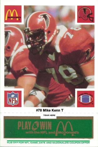 1986 McDonald's Atlanta Falcons - Full Game Pieces: Week 4 Green Tab #NNO Mike Kenn Front