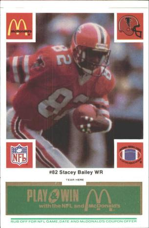 1986 McDonald's Atlanta Falcons - Full Game Pieces: Week 4 Green Tab #NNO Stacey Bailey Front