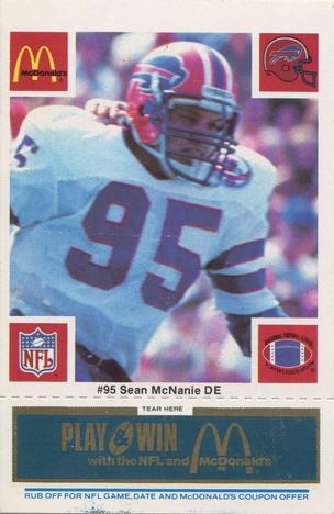 1986 McDonald's Buffalo Bills - Full Game Pieces: Week 4 Green Tab #NNO Sean McNanie Front