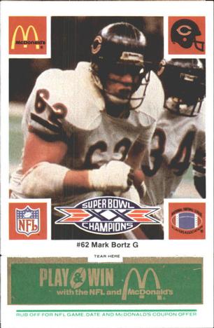 1986 McDonald's Chicago Bears - Full Game Pieces - Week 4 Green Tab #NNO Mark Bortz Front