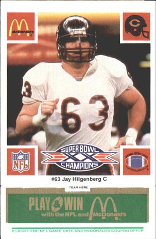 1986 McDonald's Chicago Bears - Full Game Pieces - Week 4 Green Tab #NNO Jay Hilgenberg Front