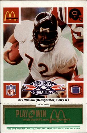1986 McDonald's Chicago Bears - Full Game Pieces - Week 4 Green Tab #NNO William Perry Front
