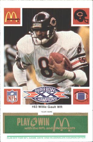 1986 McDonald's Chicago Bears - Full Game Pieces - Week 4 Green Tab #NNO Willie Gault Front