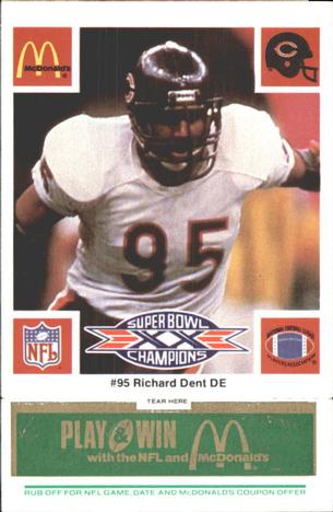 1986 McDonald's Chicago Bears - Full Game Pieces - Week 4 Green Tab #NNO Richard Dent Front